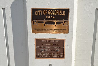 Goldfield Bridge reconstruction plaque, Goldfield, Iowa.JPG