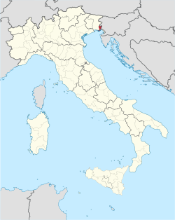Mapang nagpapakita ng kinaroroonan ng Lalawigan ng Gorizia sa Italya