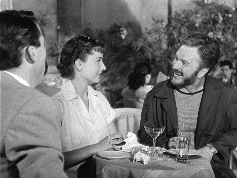 File:Gregory Peck, Audrey Hepburn and Eddie Albert in Roman Holiday trailer.jpg