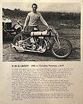 CWG 'Bill' Lacey with his 498cc Grindlay Peerless JAP, 1928