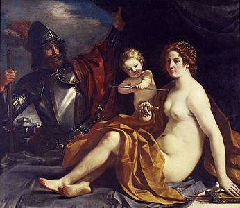 Le Guerchin, Vénus, Mars et Cupidon, 1633.