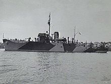 HMIS Bombay of Royal Indian Navy in Sydney Harbour during World War II HMIS Bombay (305827).jpg