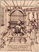 Paul (III.) Lautensack an seiner Hausorgel, einem Orgelpositiv ohne Pedal, 1579