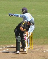 Hayden survives an appeal for a stumping by MS Dhoni in his last ODI, March 2008. Hayden and Dhoni.jpg