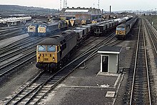 Healey Mill Yard and diesel depot in April 1982 Healey Mills TMD and Yards - geograph.org.uk - 864332.jpg