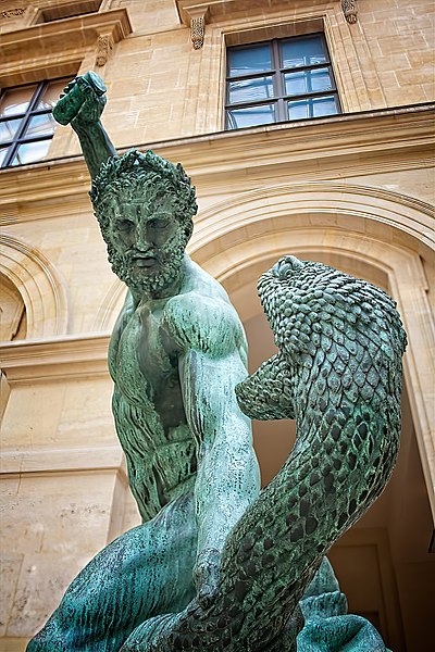 Hercules battles Achelous, metamorphed into a serpent, 1824, by François Joseph Bosio. Louvre LL 325.