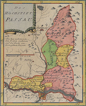 Mapa histórico del obispado de Passau