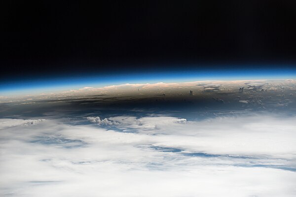 The shadow of an eclipse on Earth as seen from space