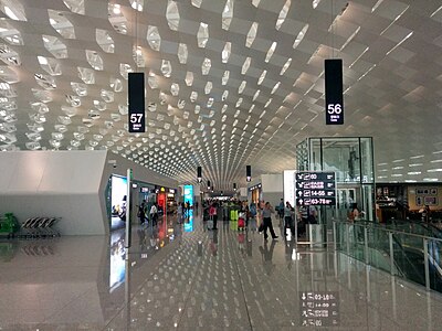 Interior view of new Terminal 3 in use, along main central spine