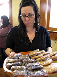 Moskowitz at a Vegan Bake Sale for Haiti event