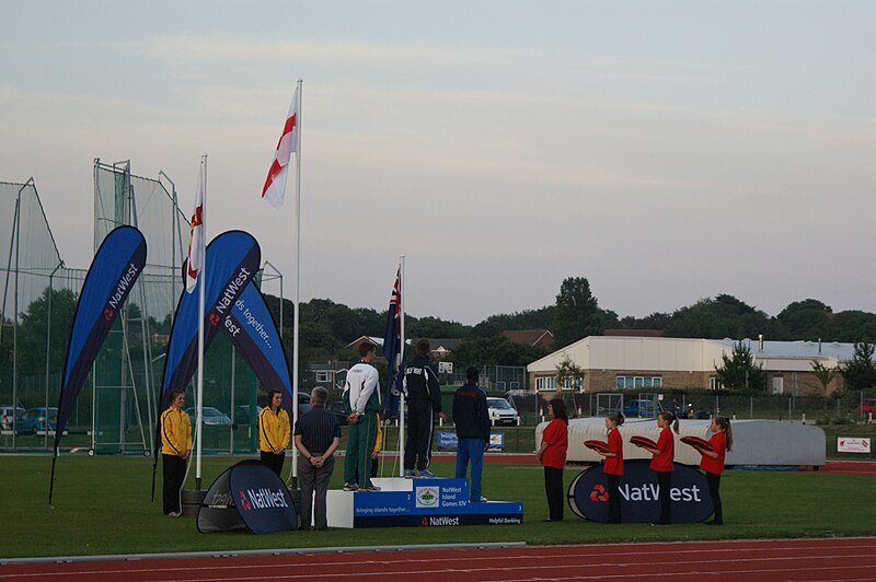 File:Island Games 2011 men's 400 metres hurdles medal ceremony.JPG