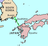 Map showing the proposed Japan-Korea tunnel route