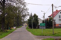 Road sign in Kąty