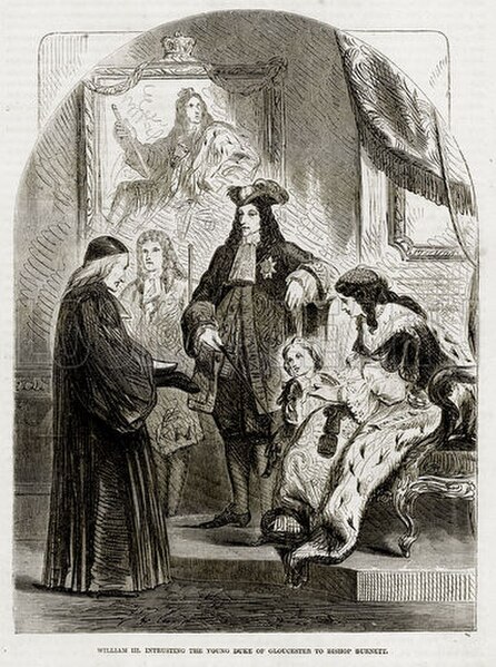 King William III entrusting Prince William to Bishop Burnet, in John Cassell's Illustrated History of England