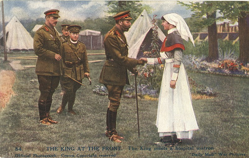 File:King at the front- the King meets a hospital matron.jpg
