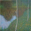 Густав Климт. Берег озера с берёзами. 1901 г. Холст, масло. Хранится в частной коллекции.