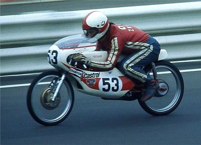 Bedrich Fendrich practicing for the 1976 German GP on his Kreidler