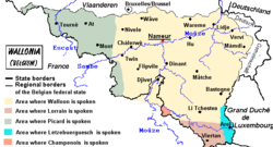Mapa lingüistico de Valonia