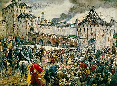 The Poles surrender the Moscow Kremlin to Prince Pozharsky in 1612. Painting by Ernst Lissner Lissner.jpg