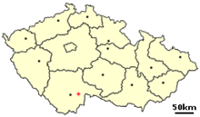 Location of Czech city Trebon.png