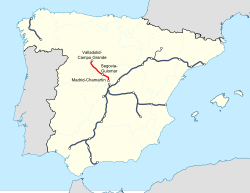A Madrid–Valladolid nagysebességű vasútvonal útvonala