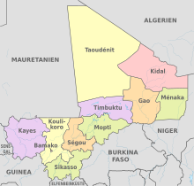 Mali, administrative divisions 2012 - de - colored.svg