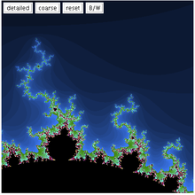 Using a Java applet for computation - intensive visualization of the Mandelbrot set Mandelbrot java applet.png