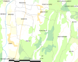 Mapa obce Ronchaux
