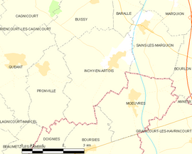 Mapa obce Inchy-en-Artois