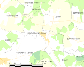 Mapa obce Montureux-lès-Baulay