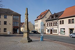 Markt Lange Straße Postmeilensäule Zörbig