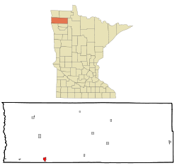 Marshall County Minnesota Incorporated and Unincorporated areas Warren Highlighted.svg