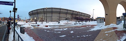 Roof deflated, the Metrodome on February 3, 2014.