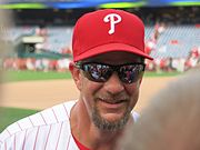 CCBL Hall of Famer Mickey Morandini swiped 43 bases for Y-D in 1987. Mickey Morandini on July 16, 2016.jpg