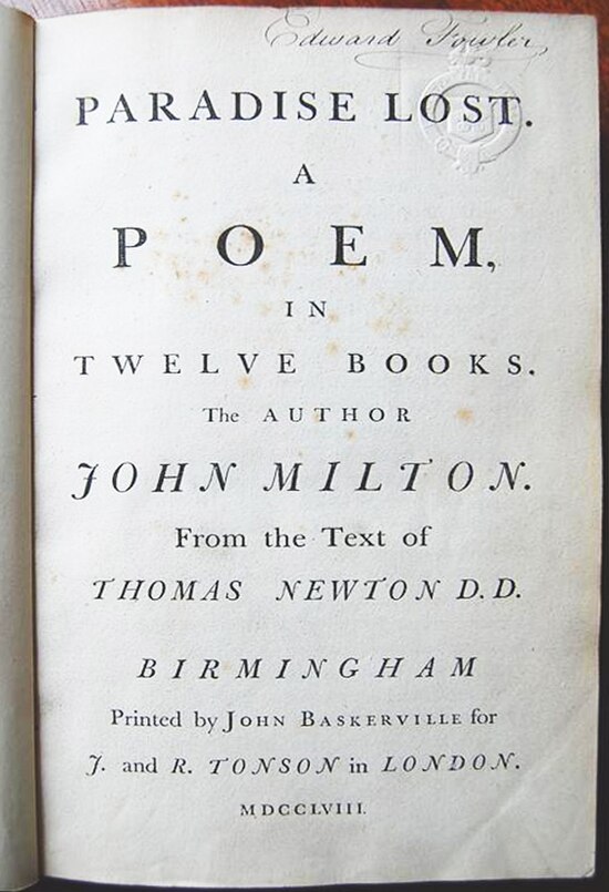 John Milton's Paradise Lost (1758)