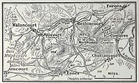 Περιοχές στην αριστερή όχθη του Μεύση. Χάρτης του 1917.