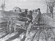 Advocacy efforts frequently focused on farmers' plight -- Illinois, 1903 Muddy Road Illinois 1903.PNG