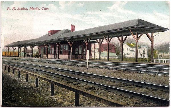 Mystic station on a 1910 postcard