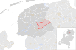 Locatie van de gemeente Opsterland (gemeentegrenzen CBS 2016)