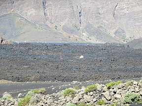 Gebäude unter der Lava des Ausbruchs von 2014