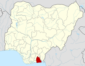 Harta statului Akwa Ibom în cadrul Nigeriei