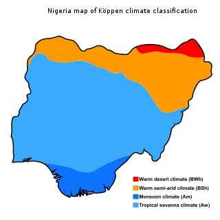 <span class="mw-page-title-main">Climate of Nigeria</span> Climate and weather conditions in Nigeria