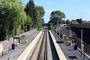 North from footbridge, Maghull North.jpg