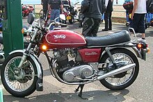 Norton Commando 750 Interstate model with its distinctive large touring size petrol tank.