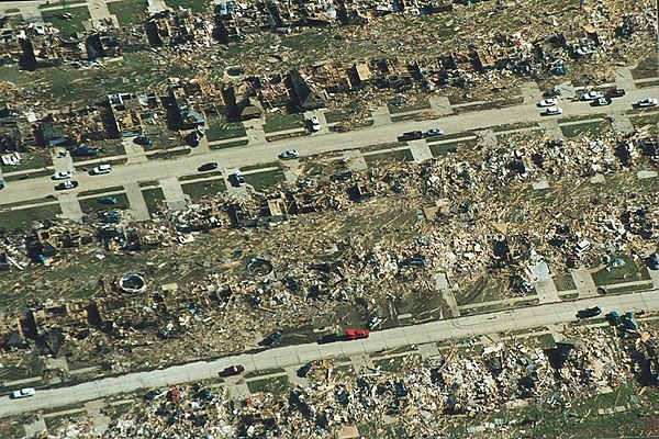 Overhead view of damage in Oklahoma City.