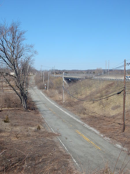 Route 15's former and current alignment over the Lehigh and Hudson River Railway alignment in Woodruffs Gap