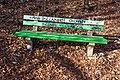 English: Stairs and bench Deutsch: Treppe und Waldbank