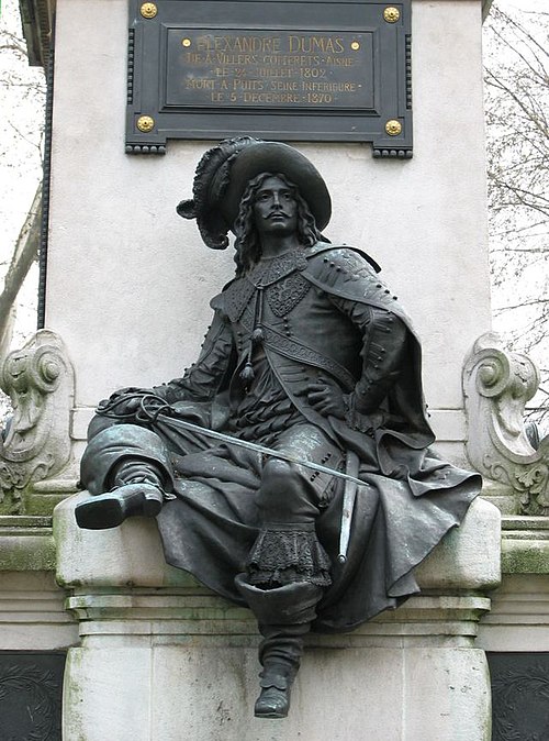 d'Artagnan on Doré's monument to Alexandre Dumas, père in Paris