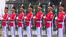 The Presidential Security Force of Indonesia with their red and white uniform. The uniform is used for state-level ceremonies. Paspampres3.png