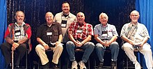 Top: Current President, Jamie Doyle. Left to right: Past Living Presidents, Edward Jarvis, Del Wilson, Jerry Burgess, Steve Varro, Len Camp (Not pictured: Duane Laflin, Joey Evans) Past Living Presidents FCM.jpg